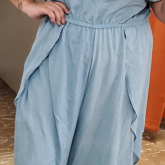 NWOT Plus Denim Off the Shoulder Jumpsuit - Picture 3 of 6